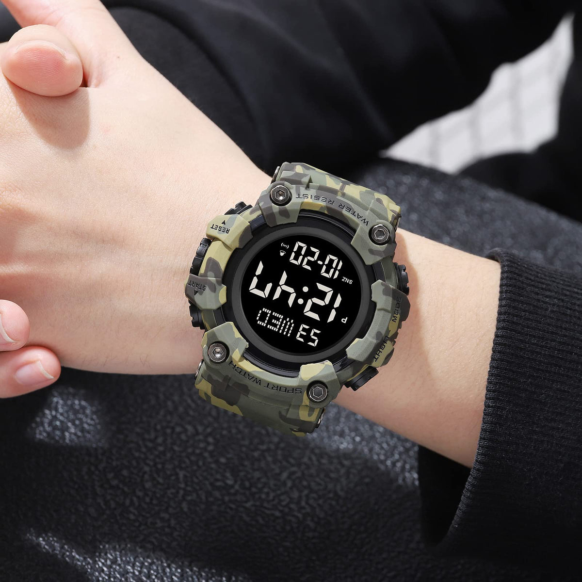 Men's Digital Military Sports Watch Large Face 50M Rubber LED P232952