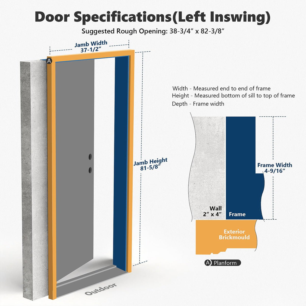 Fiberglass Door with Frosted Glass A5883