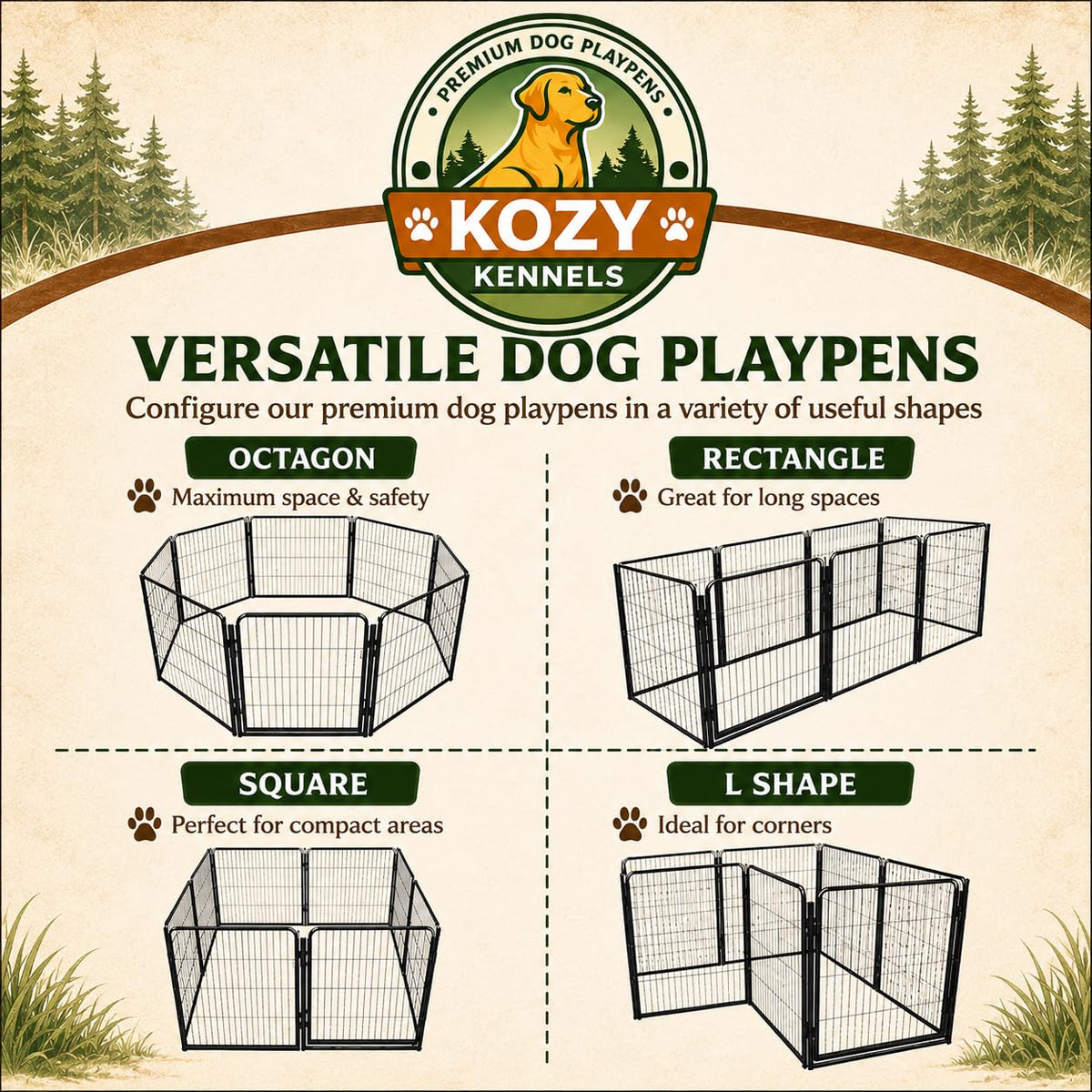 32 Inch 16 Panel Black Metal Dog Playpen O191162