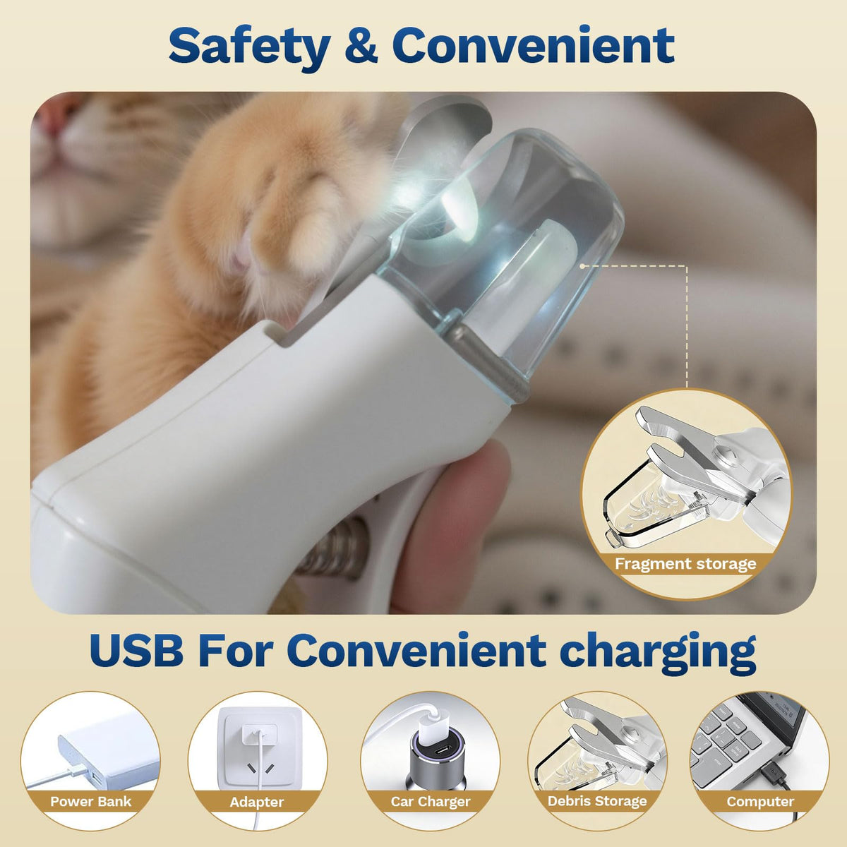 2-in-1 Dog Nail Clippers & Grinder with LED Light D610