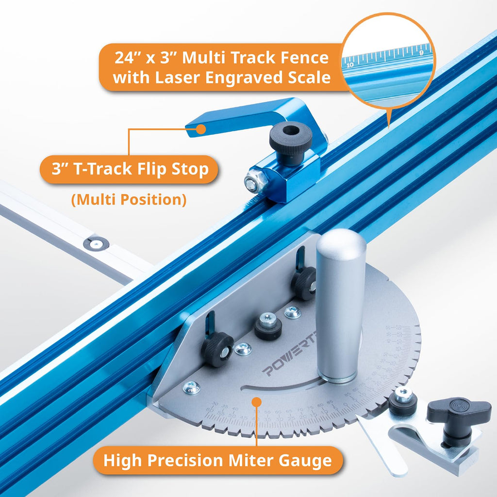 Table Saw Miter Gauge with 27 Angle Stops and T-Slot Miter Bar G1575