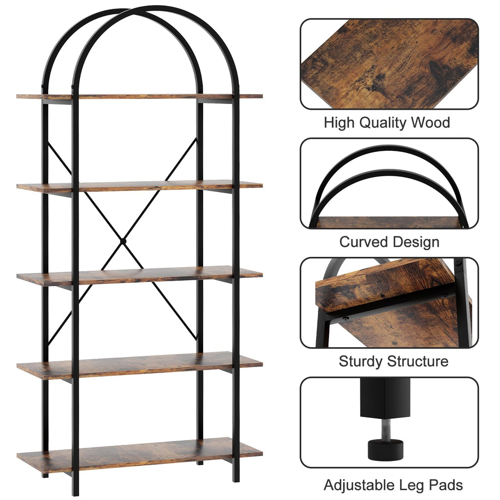 5 Tier Arched Bookshelf U811