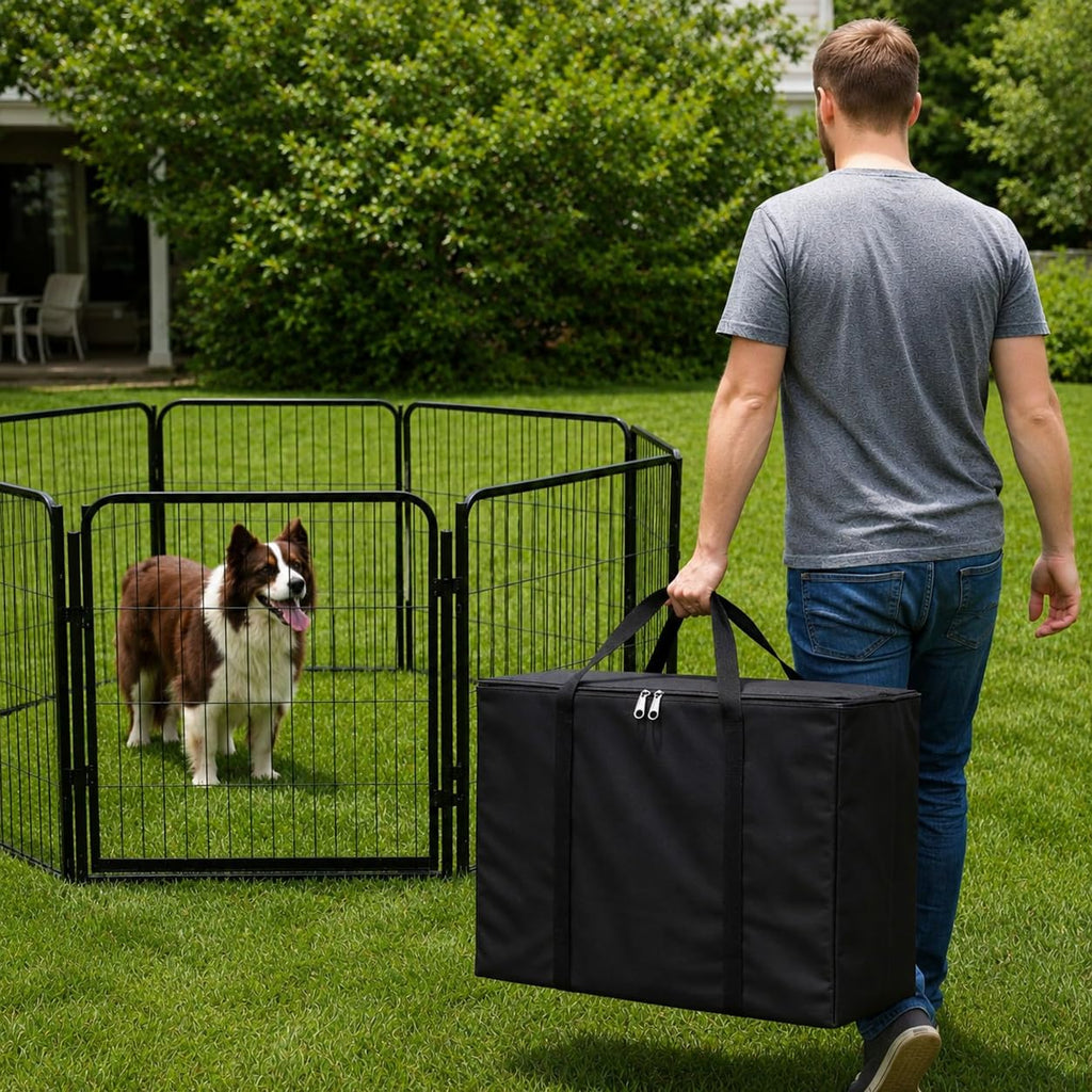 32 Inch 16 Panel Black Metal Dog Playpen O191162