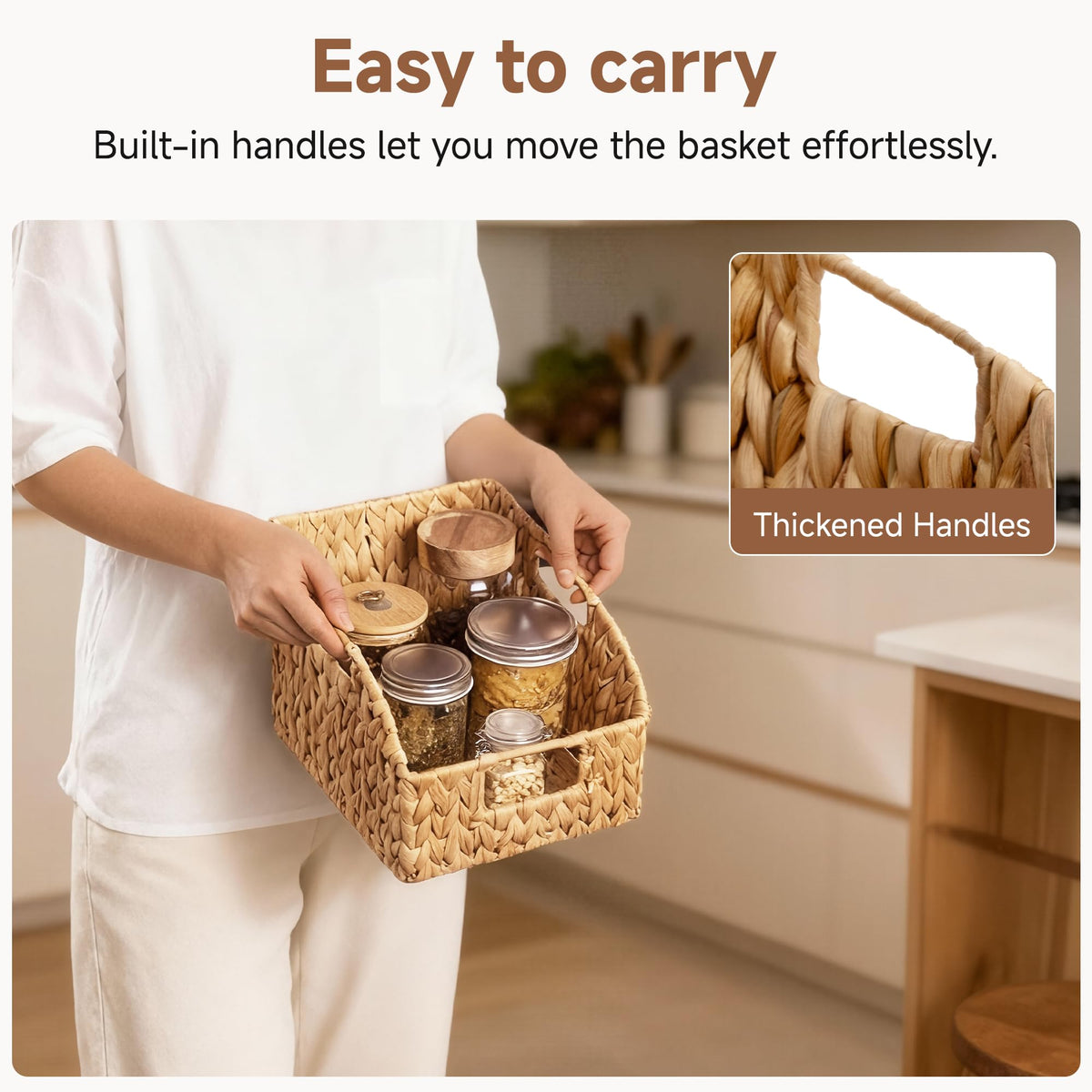 Wicker Storage Baskets with Built-in Handles, 2 Pack K5015