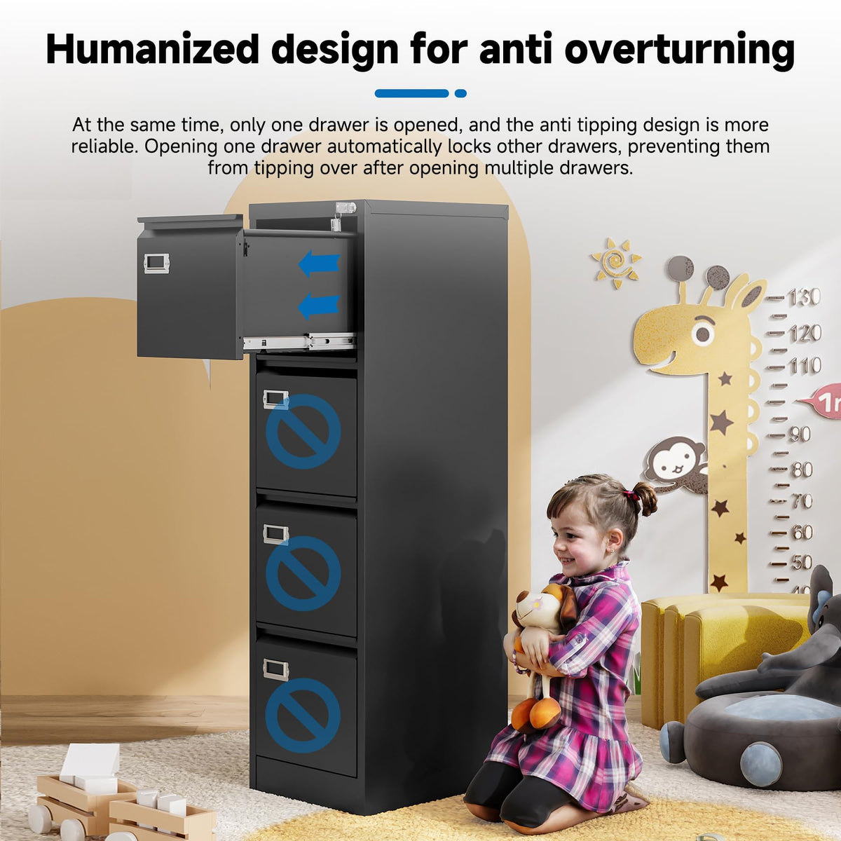 4 Drawer Lock Metal Vertical File Cabinet D7892
