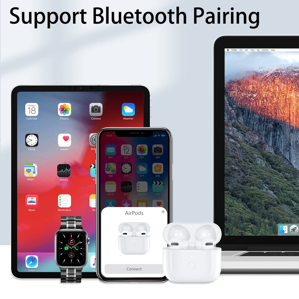 White Wireless Charging Case Replacement with Bluetooth Pairing Sync Button R9159