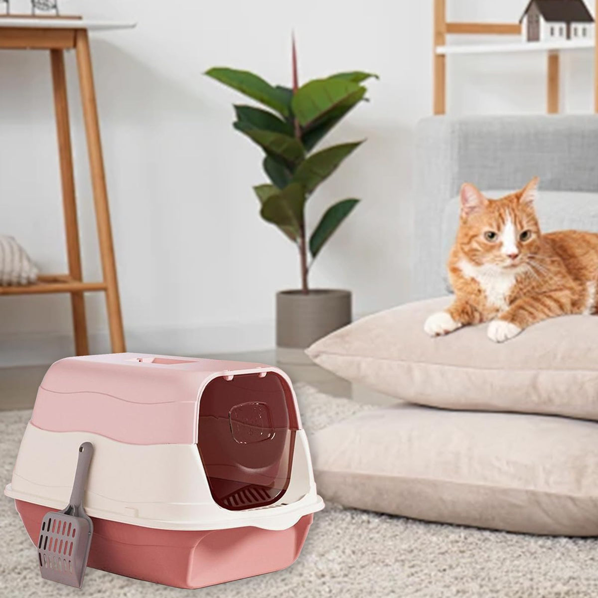 Cat Litter Box with Lid with Litter Scoop E40224