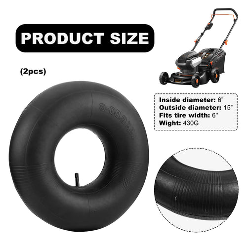 2 PCS 15×6.00-6" Inner Tubes with TR-13 Straight Valve Stem G88408