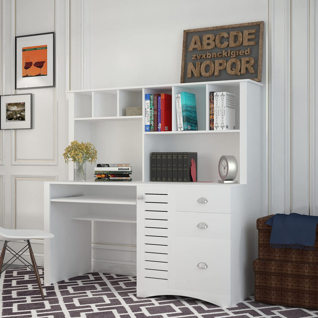 White Computer Desk with Hutch I977262