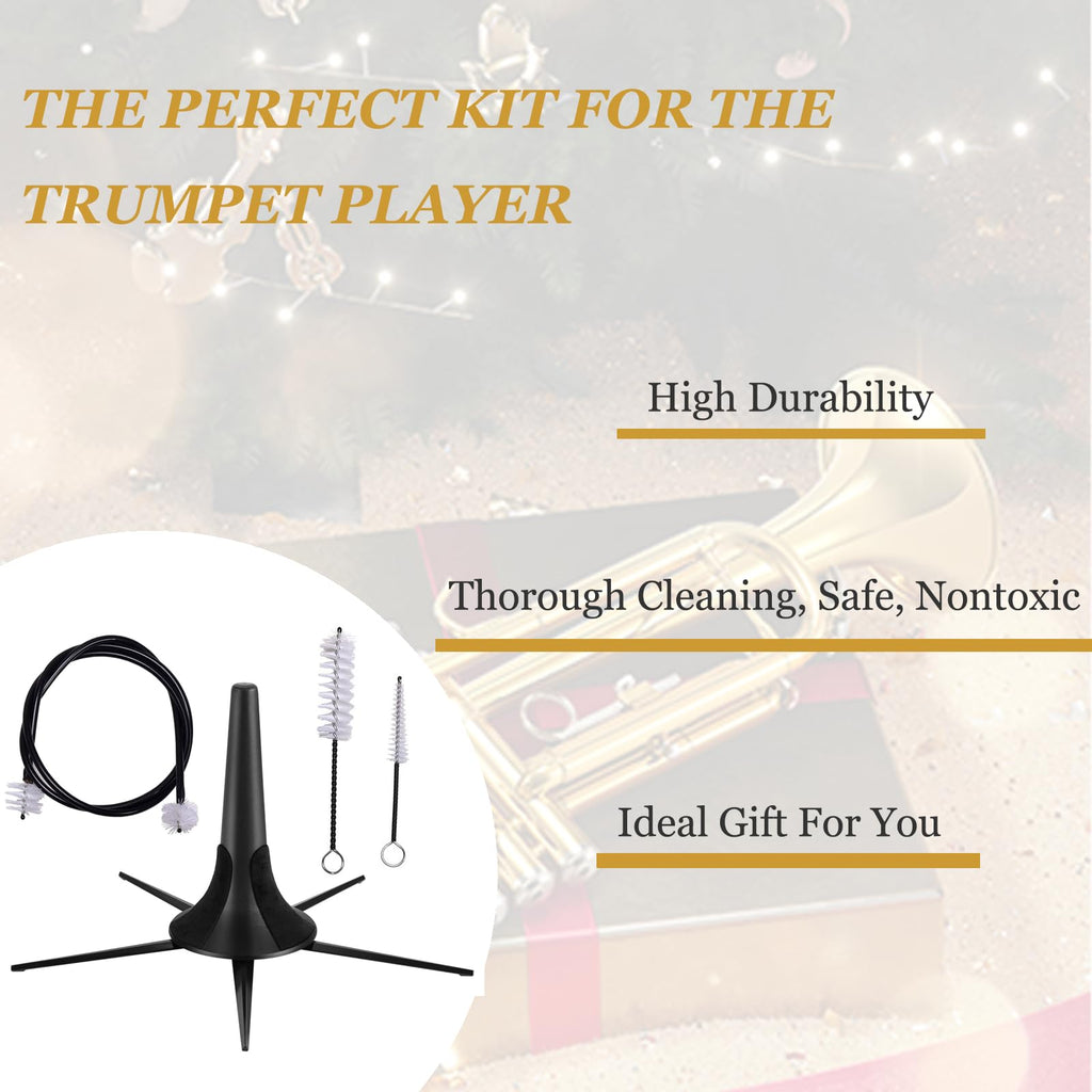 Trumpet Stand and Care Kit with Mouthpiece, Valve, Snake Brush, Foldable Metal 5 Legs Z2382