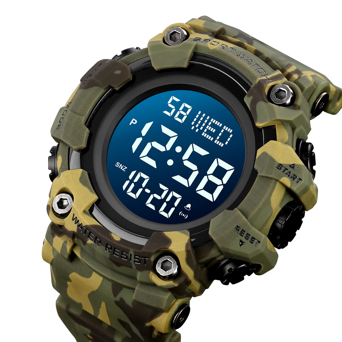 Men's Digital Military Sports Watch Large Face 50M Rubber LED P232952