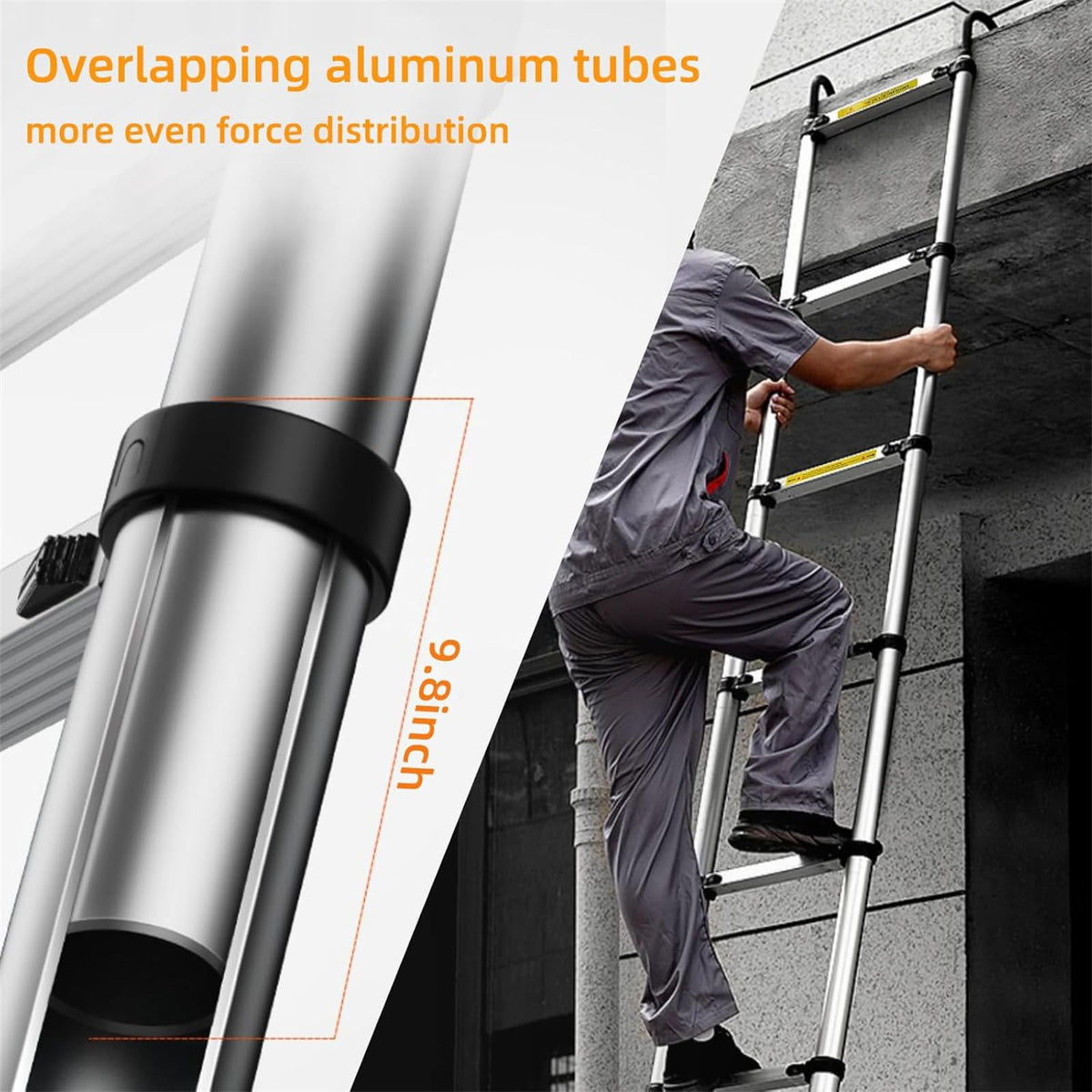 10.5ft Aluminum Telescoping Ladder 330 lbs Capacity K568028