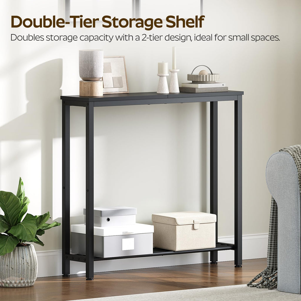 Black 2-Tier Narrow Console Table V70282