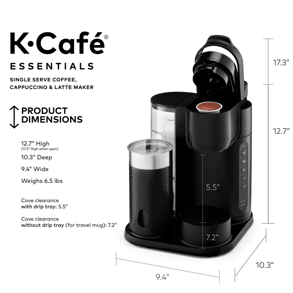 Black Single Serve Coffee Maker with Milk Frother M6103