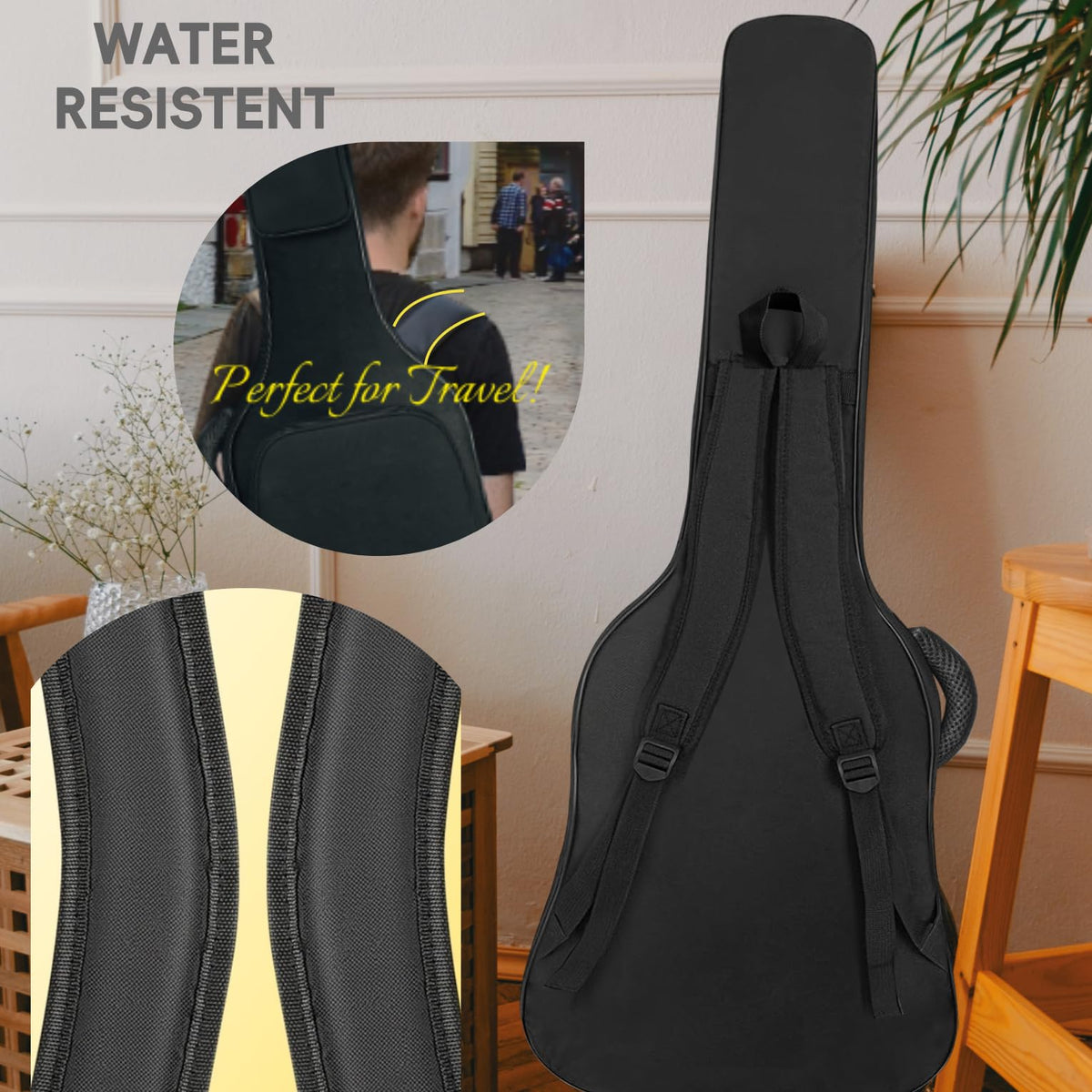 Black Acoustic Guitar Gig Bag with Adjustable Shoulder Strap G10329