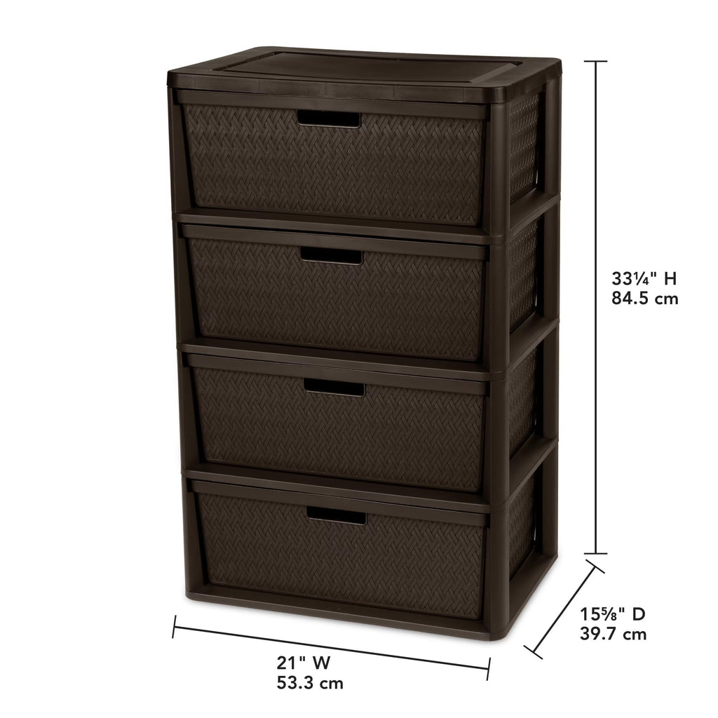Brown 4 Drawer Plastic Storage Organizer J4220