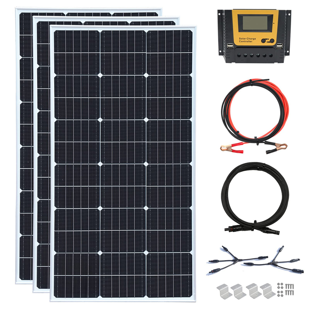 300 Watt 12 Volt Monocrystalline Solar Panel Kit with 30A Charge Controller D74541