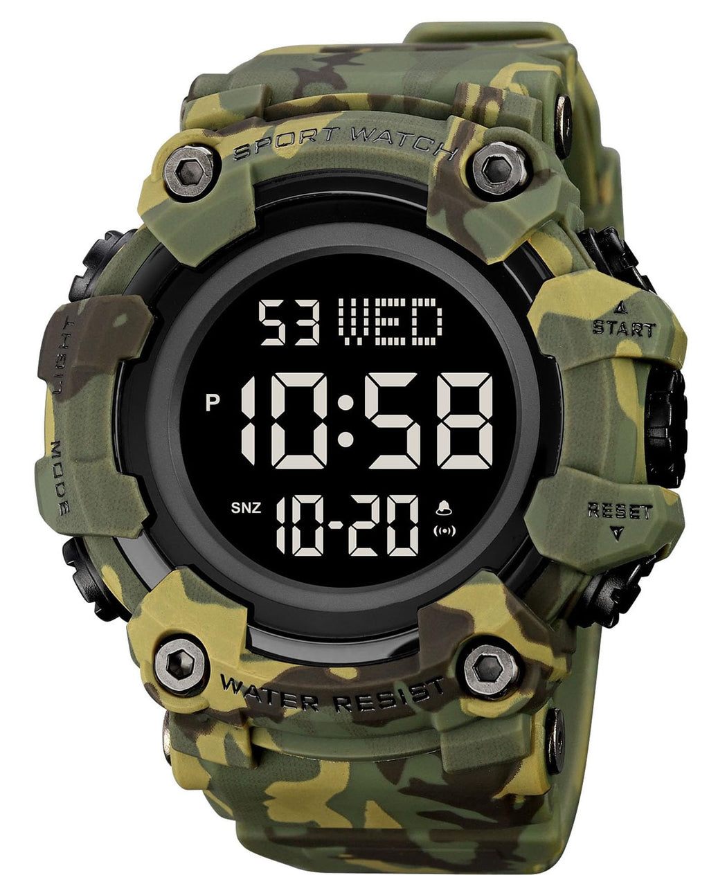 Men's Digital Military Sports Watch Large Face 50M Rubber LED P232952