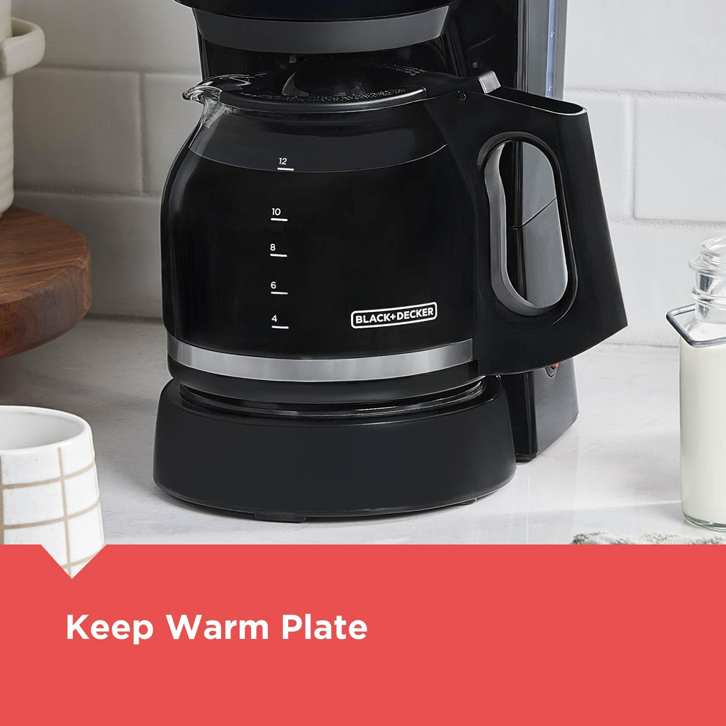 12-Cup Coffee Maker with Removable Filter Basket, Black K495504