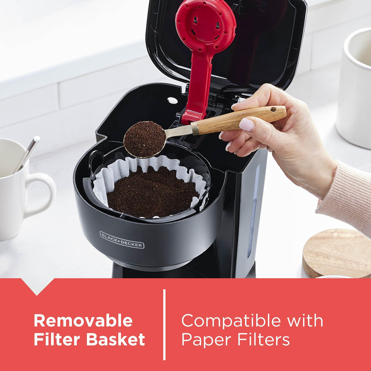 12-Cup Coffee Maker with Removable Filter Basket, Black K495504