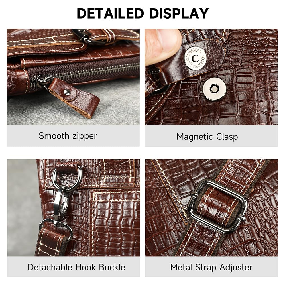 Genuine Leather Crocodile Embossed Mini Messenger Bag E297478