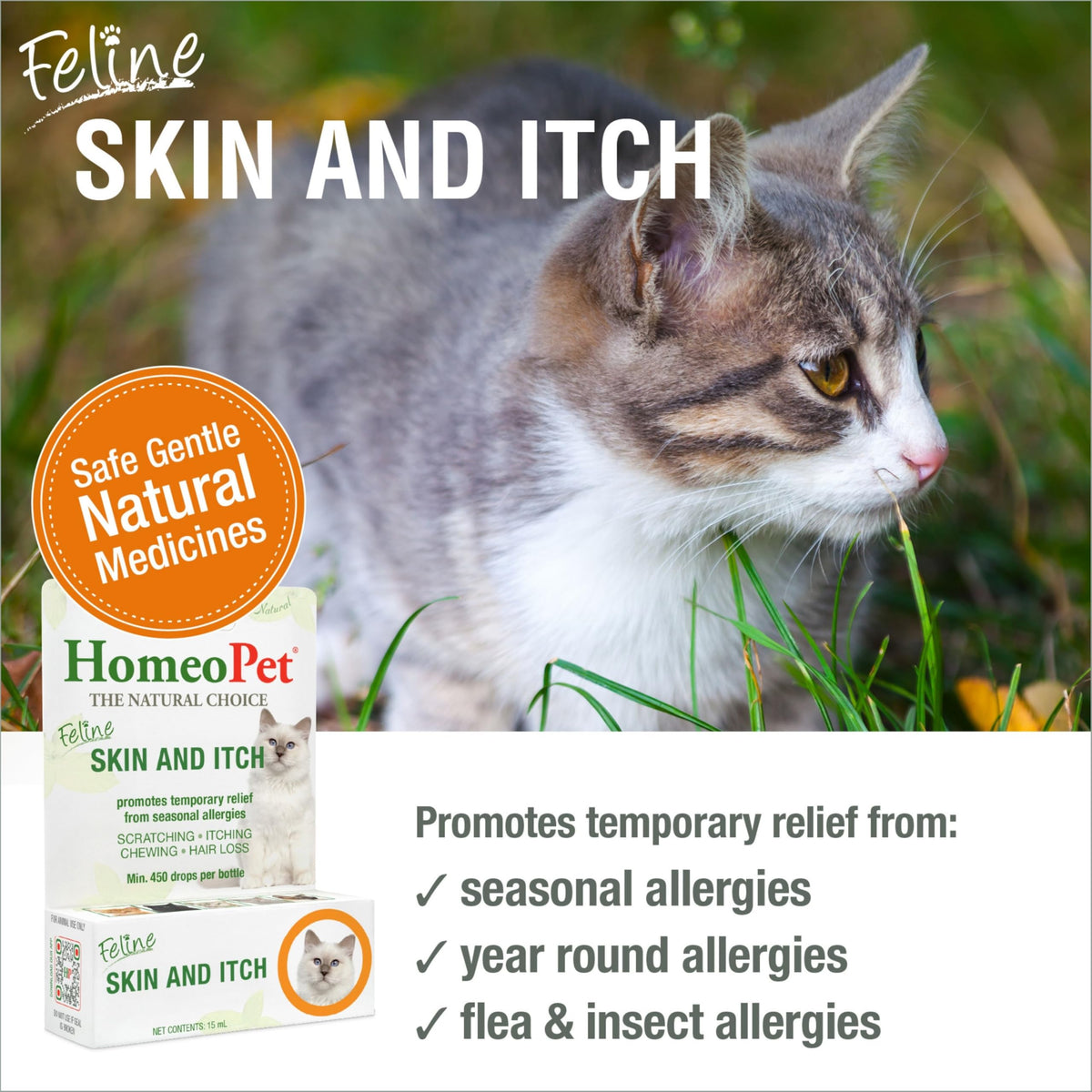 Feline Skin and Itch Supplement 15 Milliliters Y793
