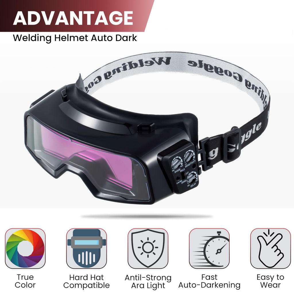 Auto Darkening Welding Goggles with Welder Mask and 10 Replacement Lenses G699376