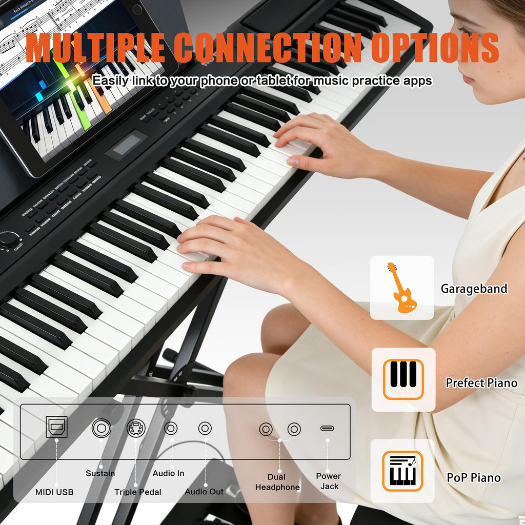 88 Key Weighted Digital Piano with Bench and 3 Pedal Unit Y415