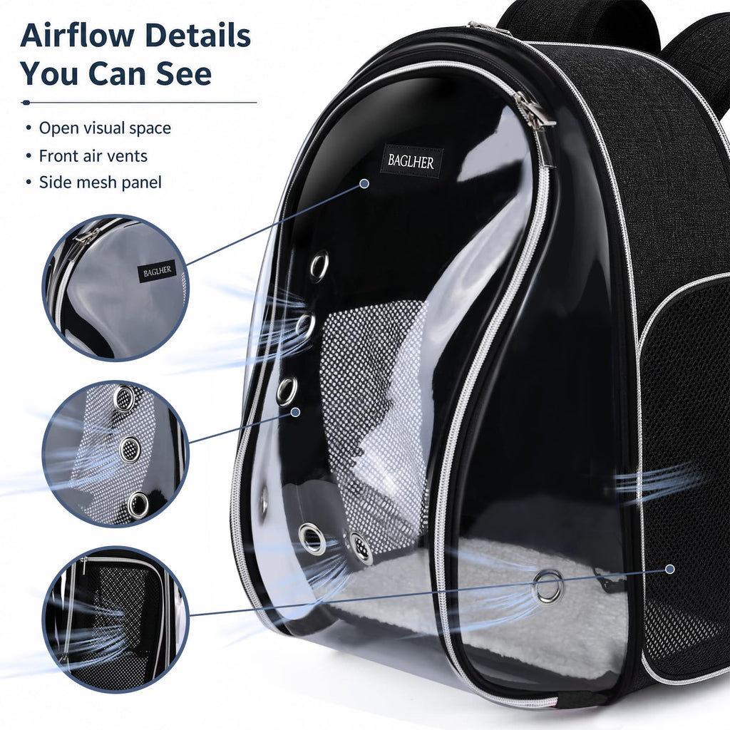 Cat Carrier Backpack Bubble 18 Lbs Black H26864