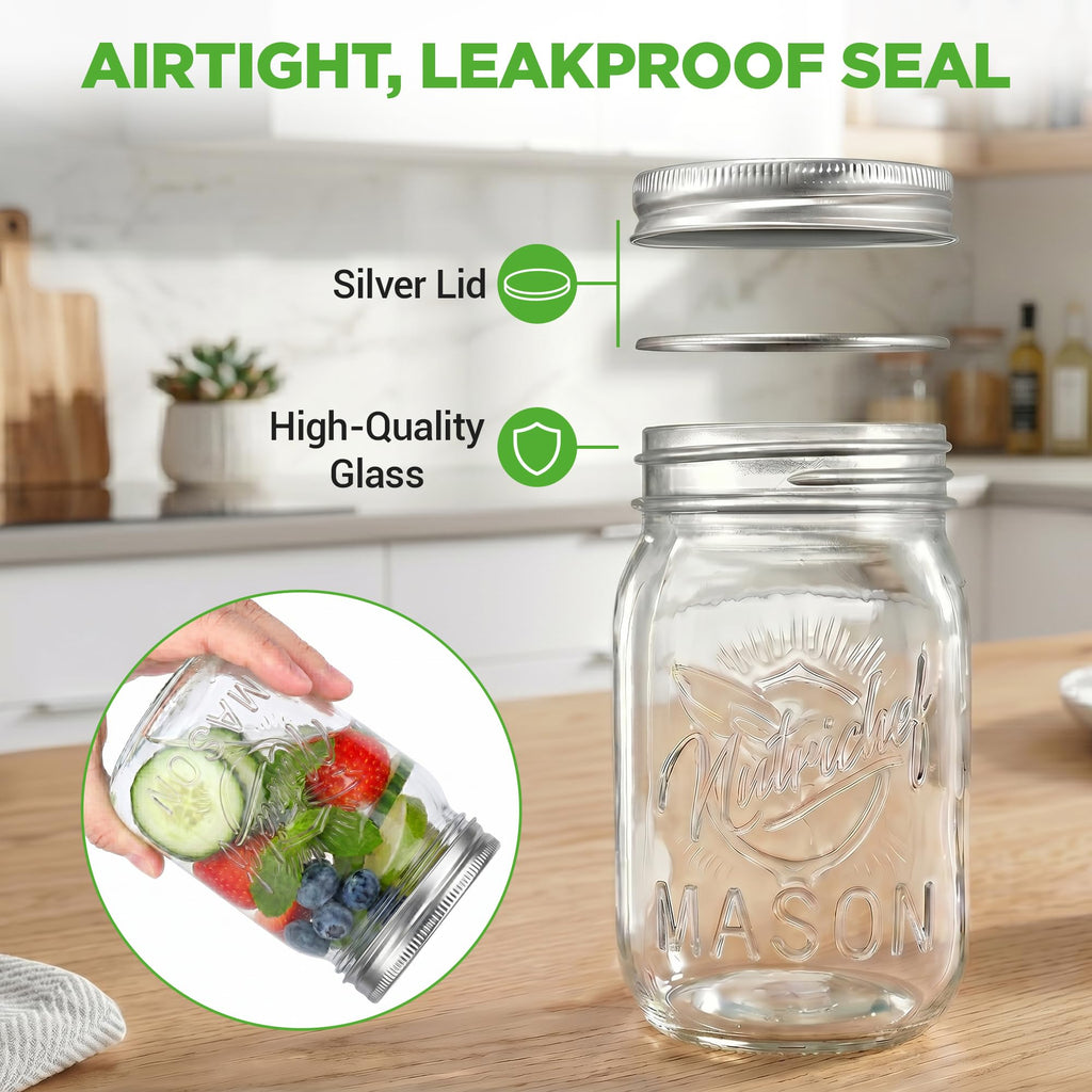 8-Pack 16 oz Glass Mason Jars with Lids T486921