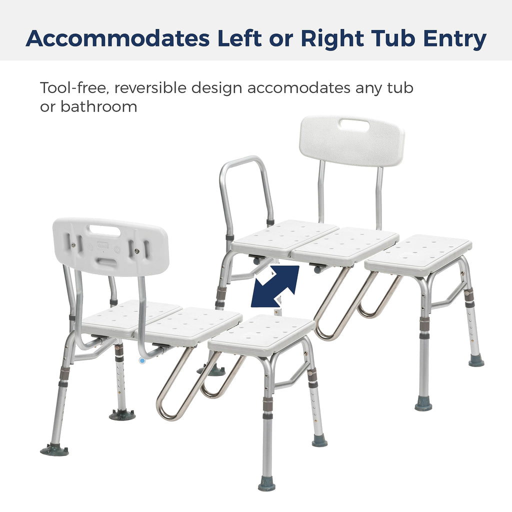 Adjustable Height White Tub Transfer Bench W6909