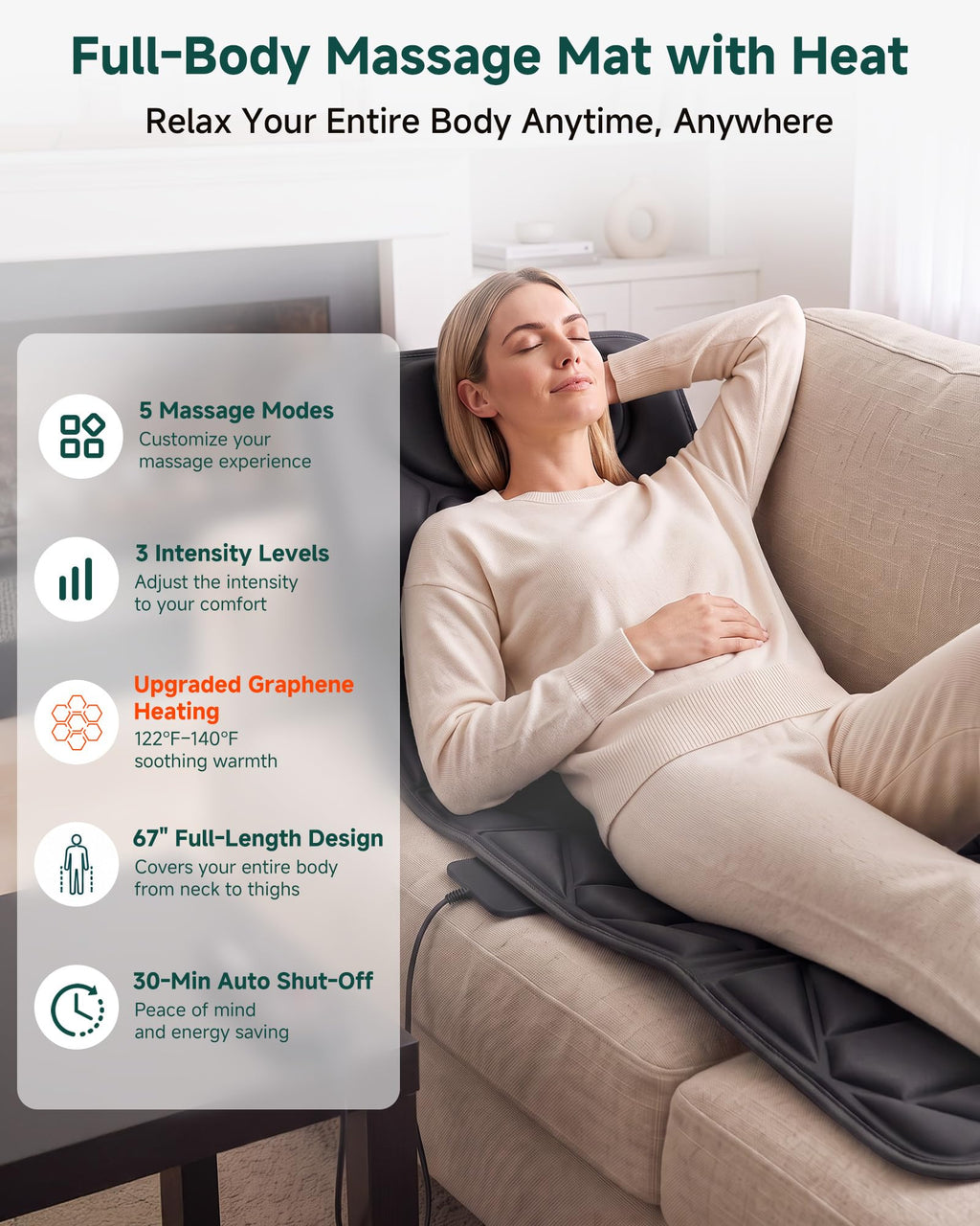 Full Body Massage Mat with Heat H9766