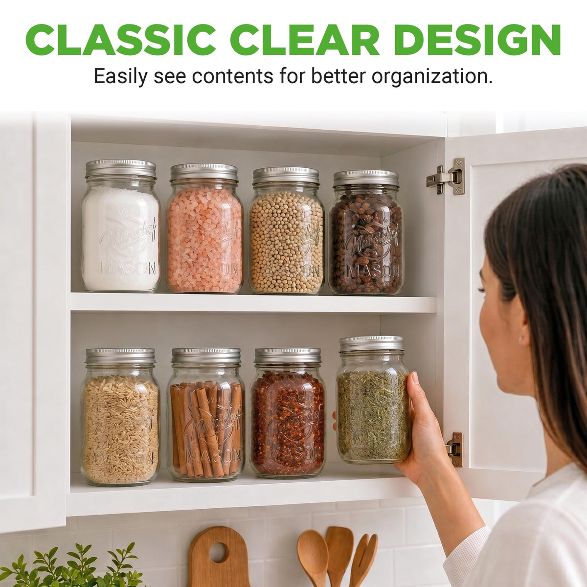 8-Pack 16 oz Glass Mason Jars with Lids T486921