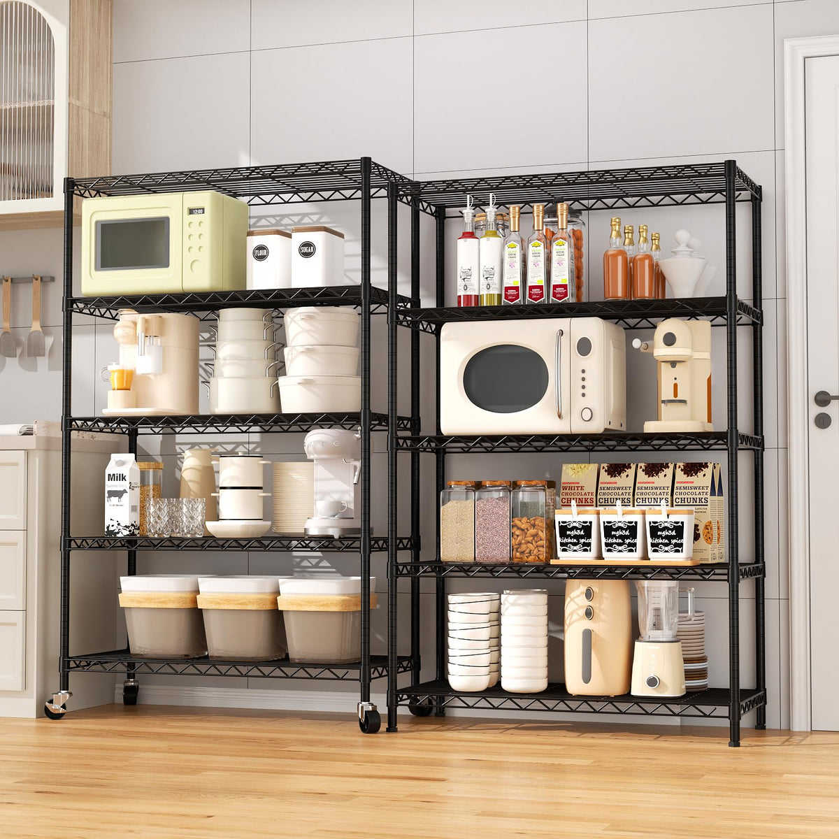 5-Tier Heavy Duty Metal Shelving Unit on Lockable Wheels W2372