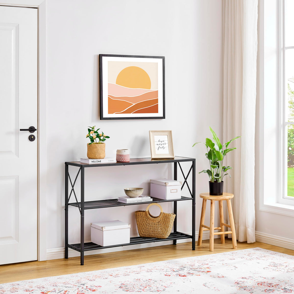 3 Tier Narrow Console Table with Shelves C614209