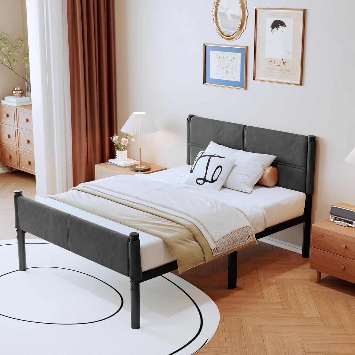 14 Inch Twin Size Grey Metal Bed Frame W792