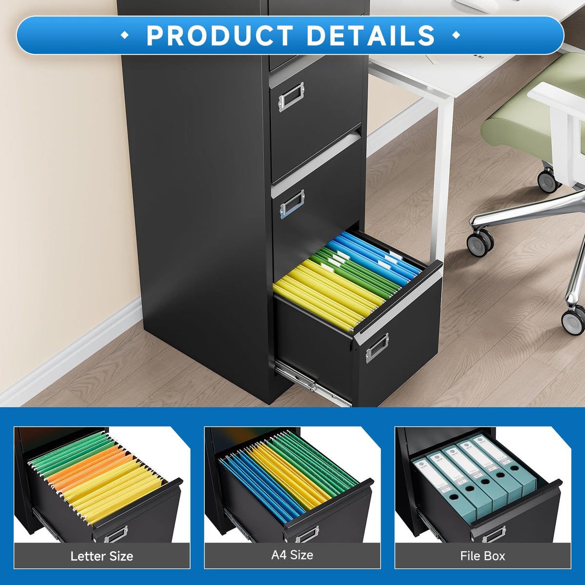 4 Drawer Lock Metal Vertical File Cabinet D7892