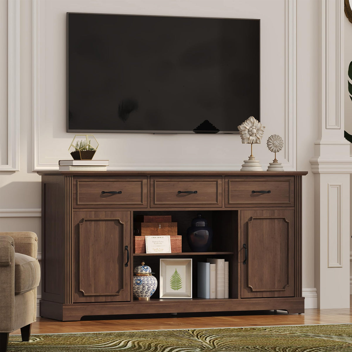Mid Century Wood TV Stand with 3 Drawers L78222