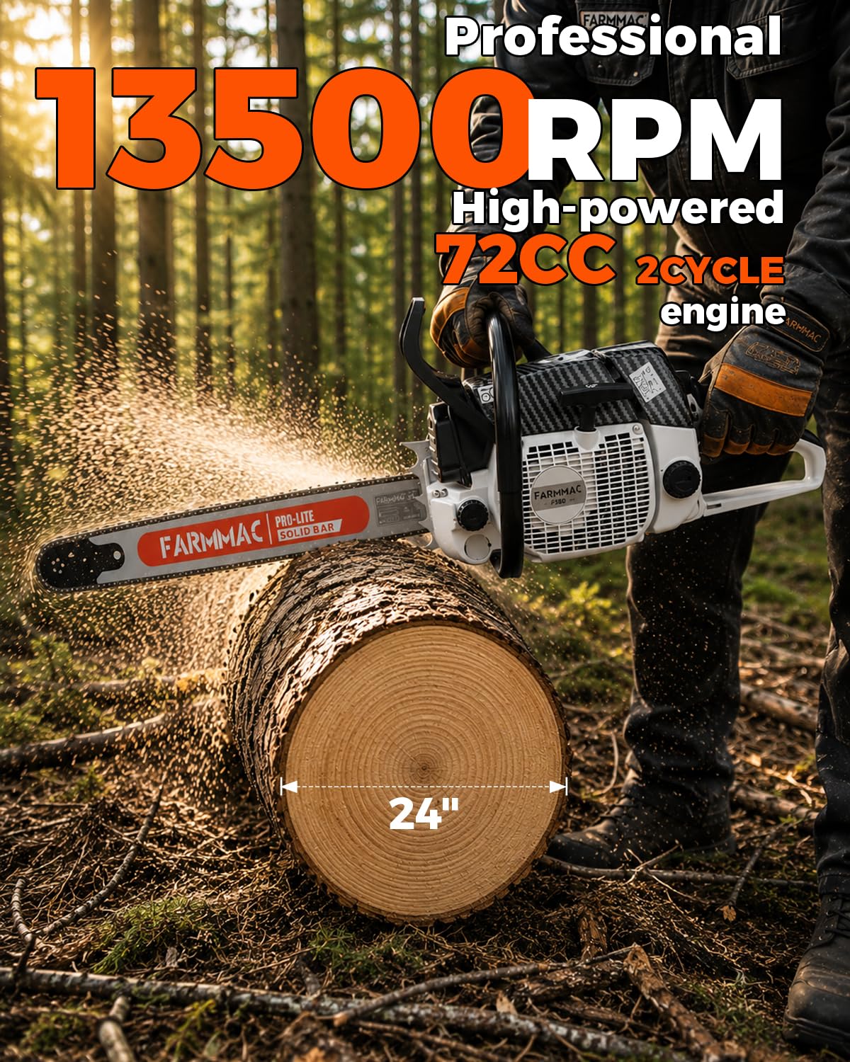 72cc 2-Cycle Gas Chainsaw with 24 Inch Bar X92667
