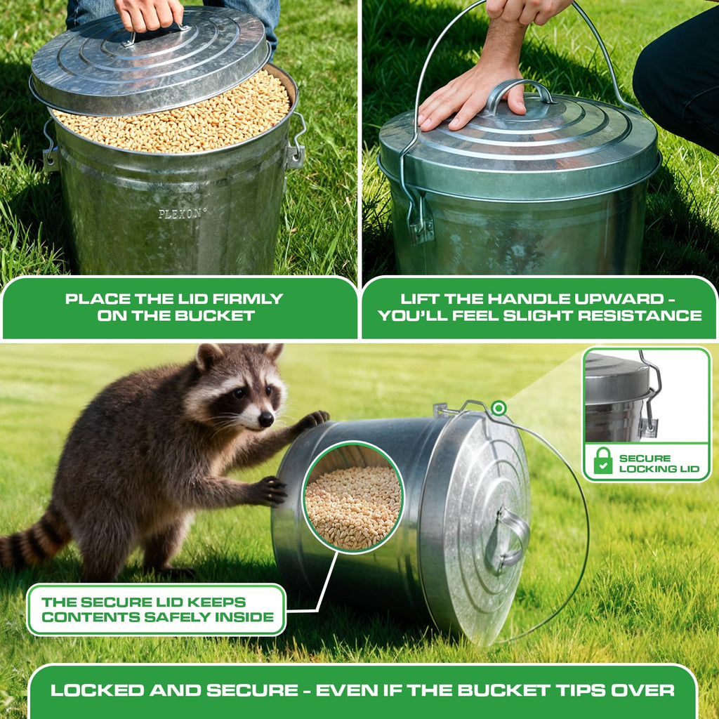 6.6 Lb Stainless Steel Hanging Poultry Feeder with 10 Gallon Storage Bucket C70713
