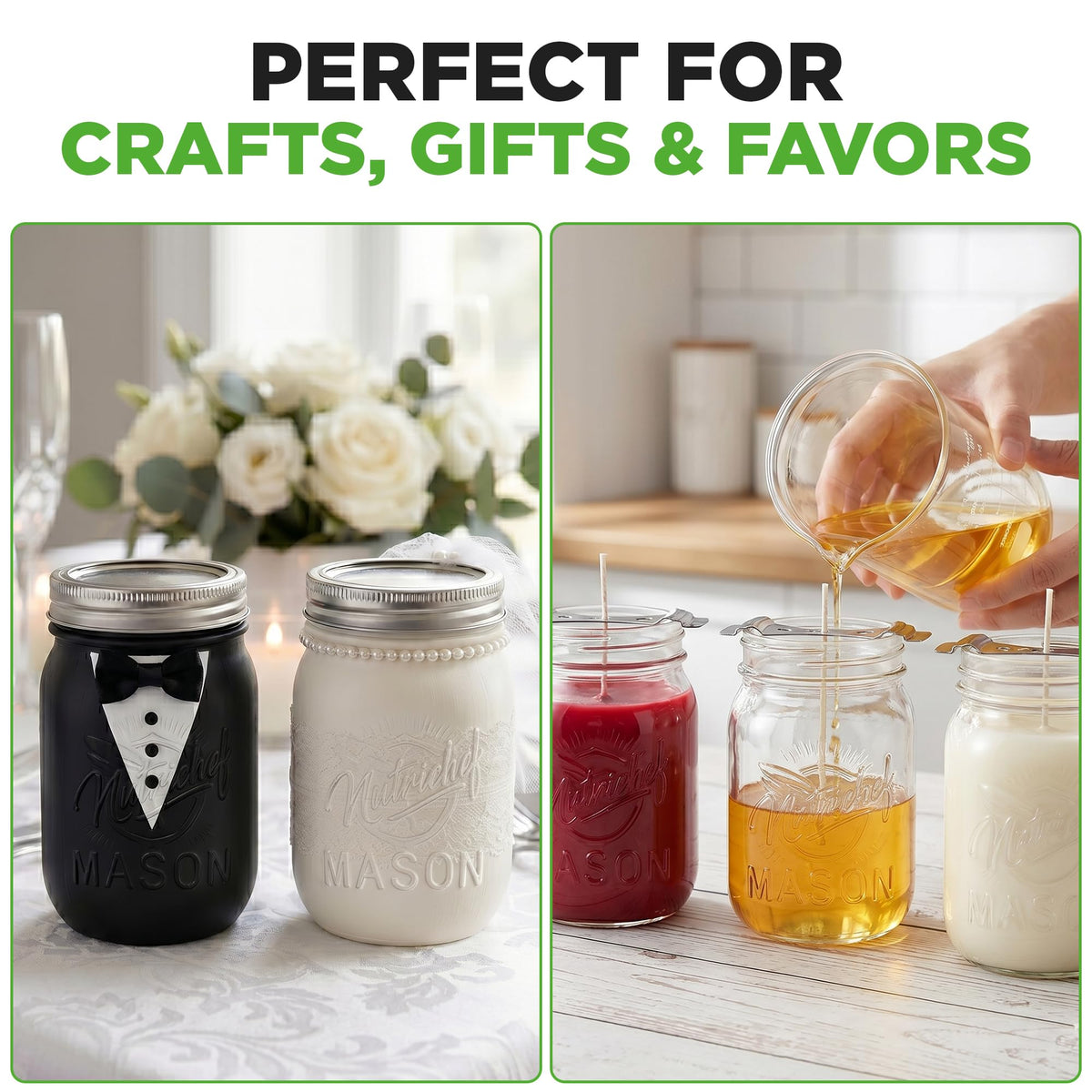 8-Pack 16 oz Glass Mason Jars with Lids T486921