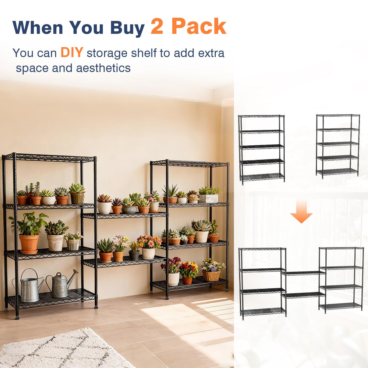 5-Tier Heavy Duty Metal Shelving Unit on Lockable Wheels W2372