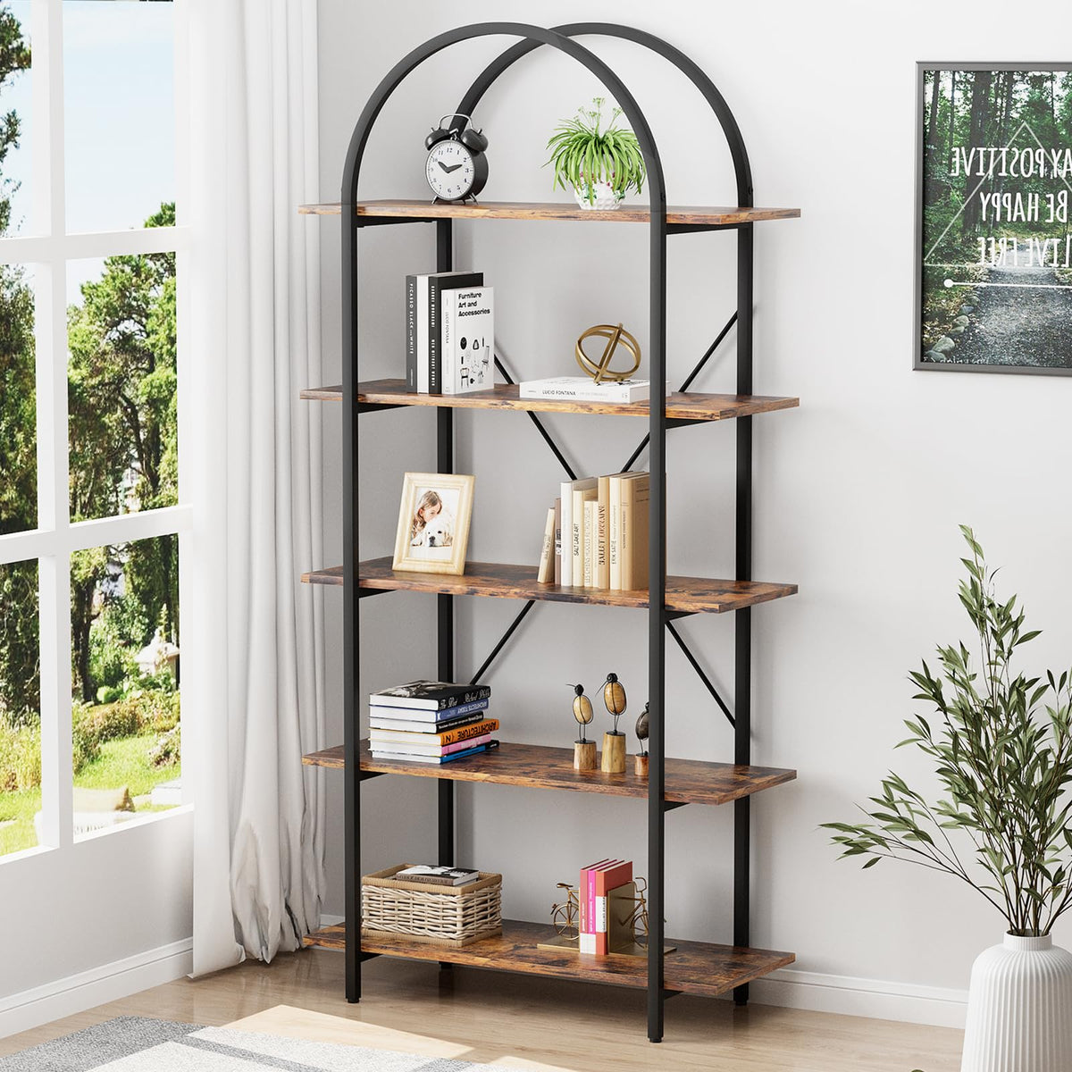 5 Tier Arched Bookshelf U811