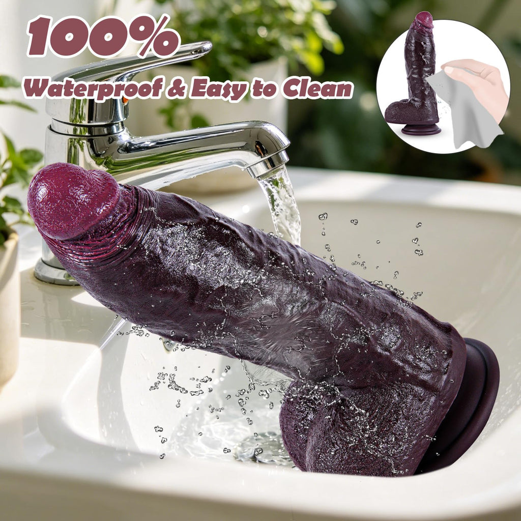 9.7" Dual Density Black Dildo with Suction Cup I595983