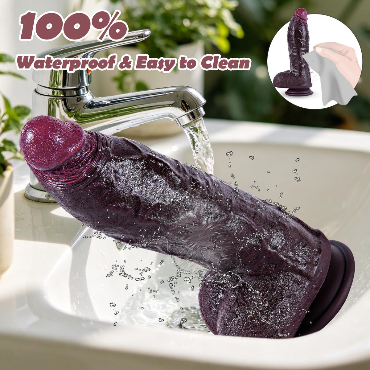 9.7" Dual Density Black Dildo with Suction Cup I595983