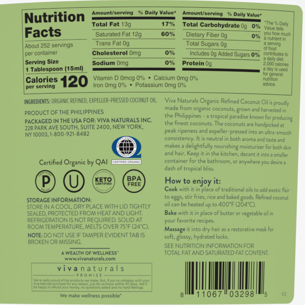 Organic Refined Coconut Oil 128 fl oz E88869