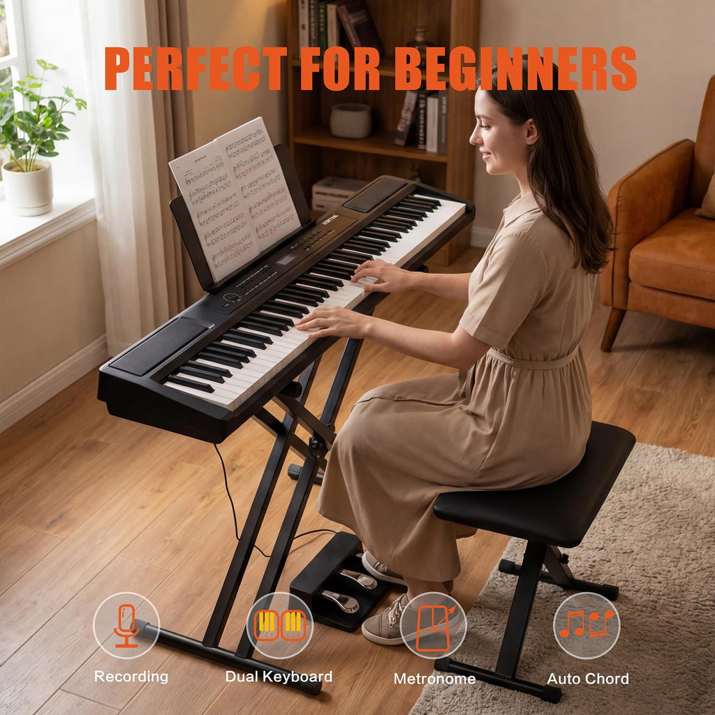 88 Key Weighted Digital Piano with Bench and 3 Pedal Unit Y415