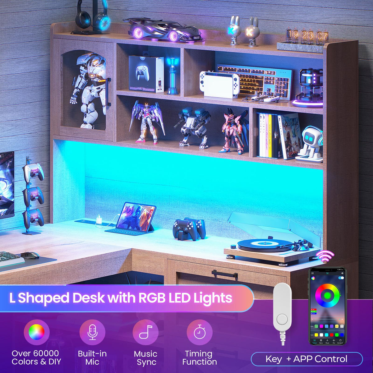 61" L Shaped Office Desk with Drawers and Storage B422