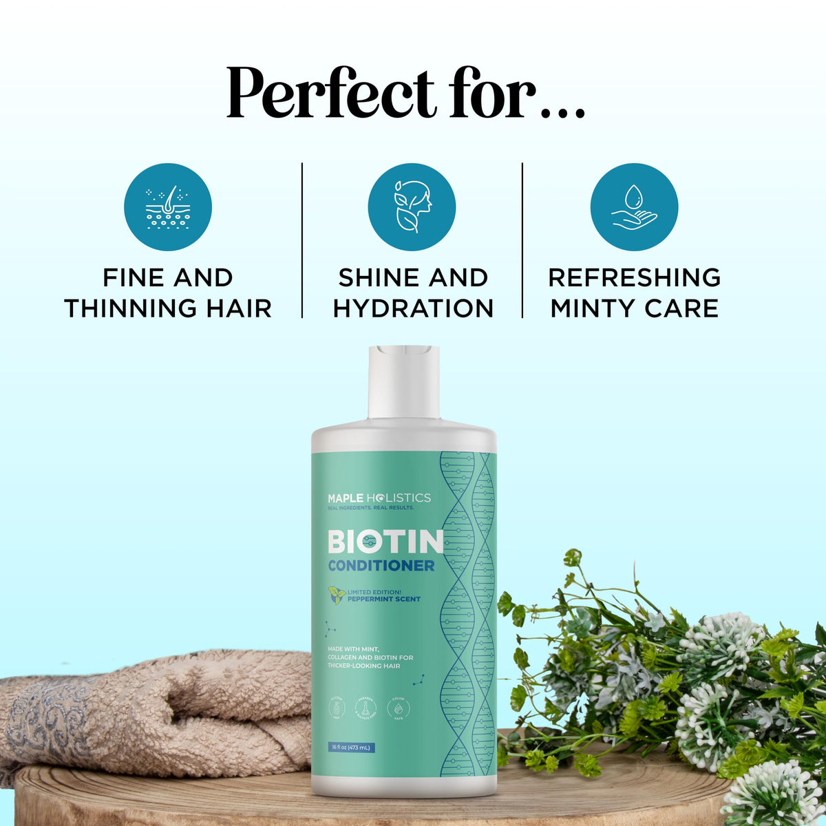 Sulfate Free Biotin Rosemary Peppermint Shampoo and Conditioner Set L22210