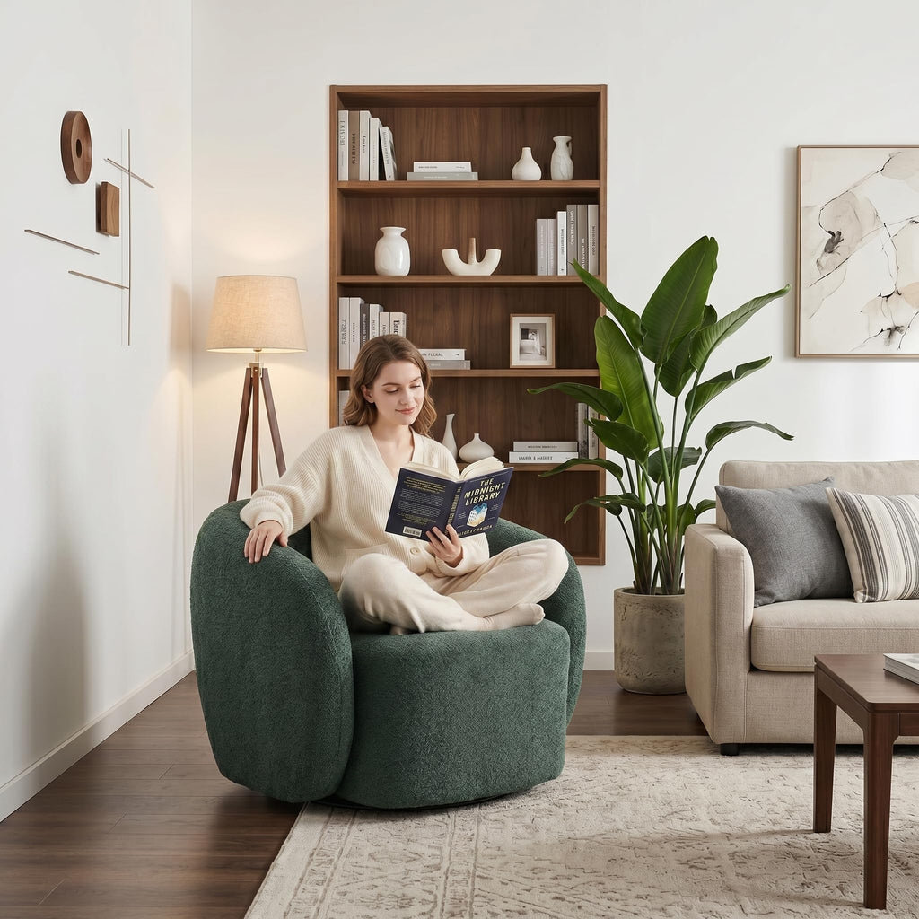 Green Boucle Swivel Accent Chair Set of 2 I378838